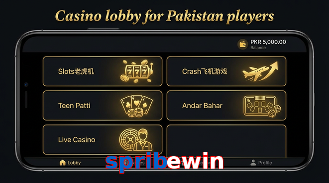 Lobby view of Spribewin for Pakistan users